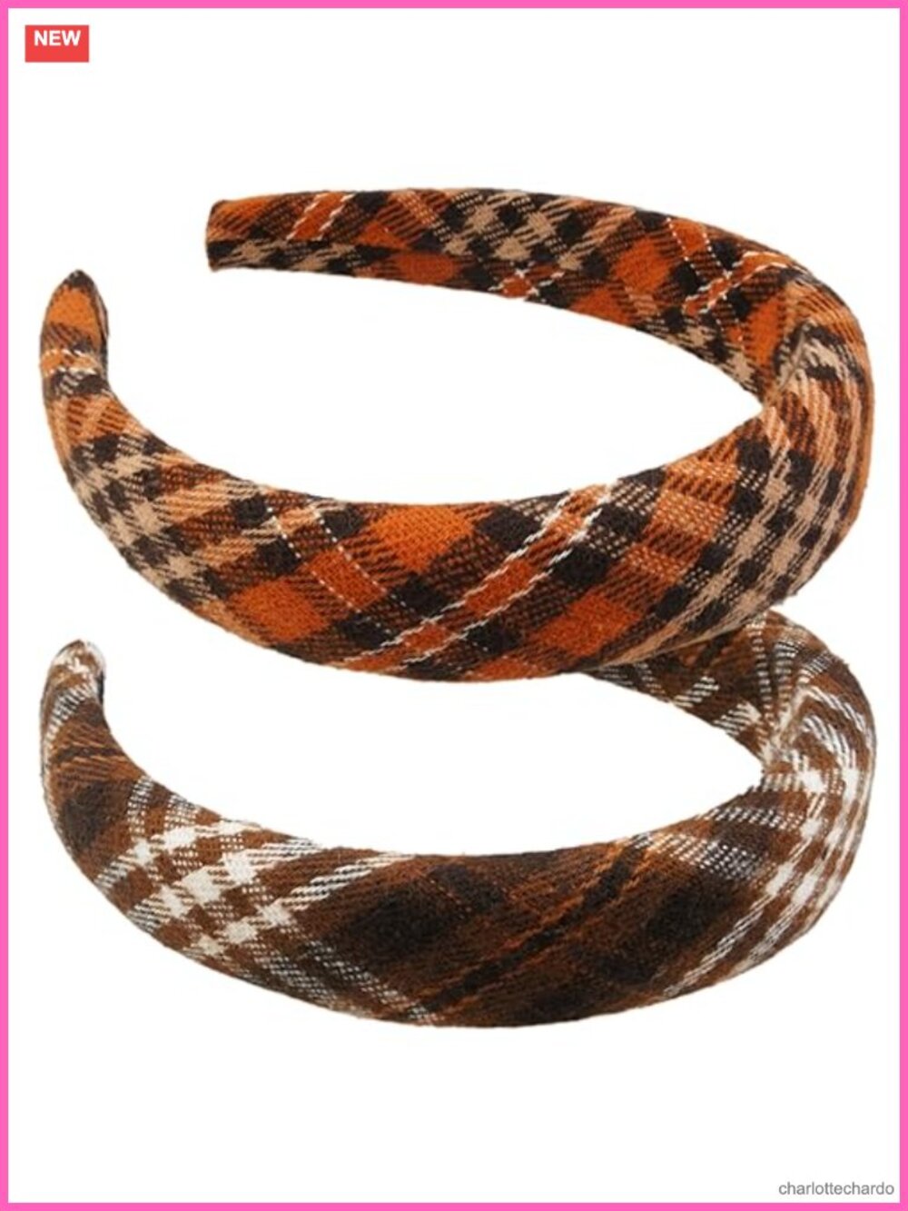 2 Pack Women's Velvet Plaid Headbands Wide Padded Hair Accessories